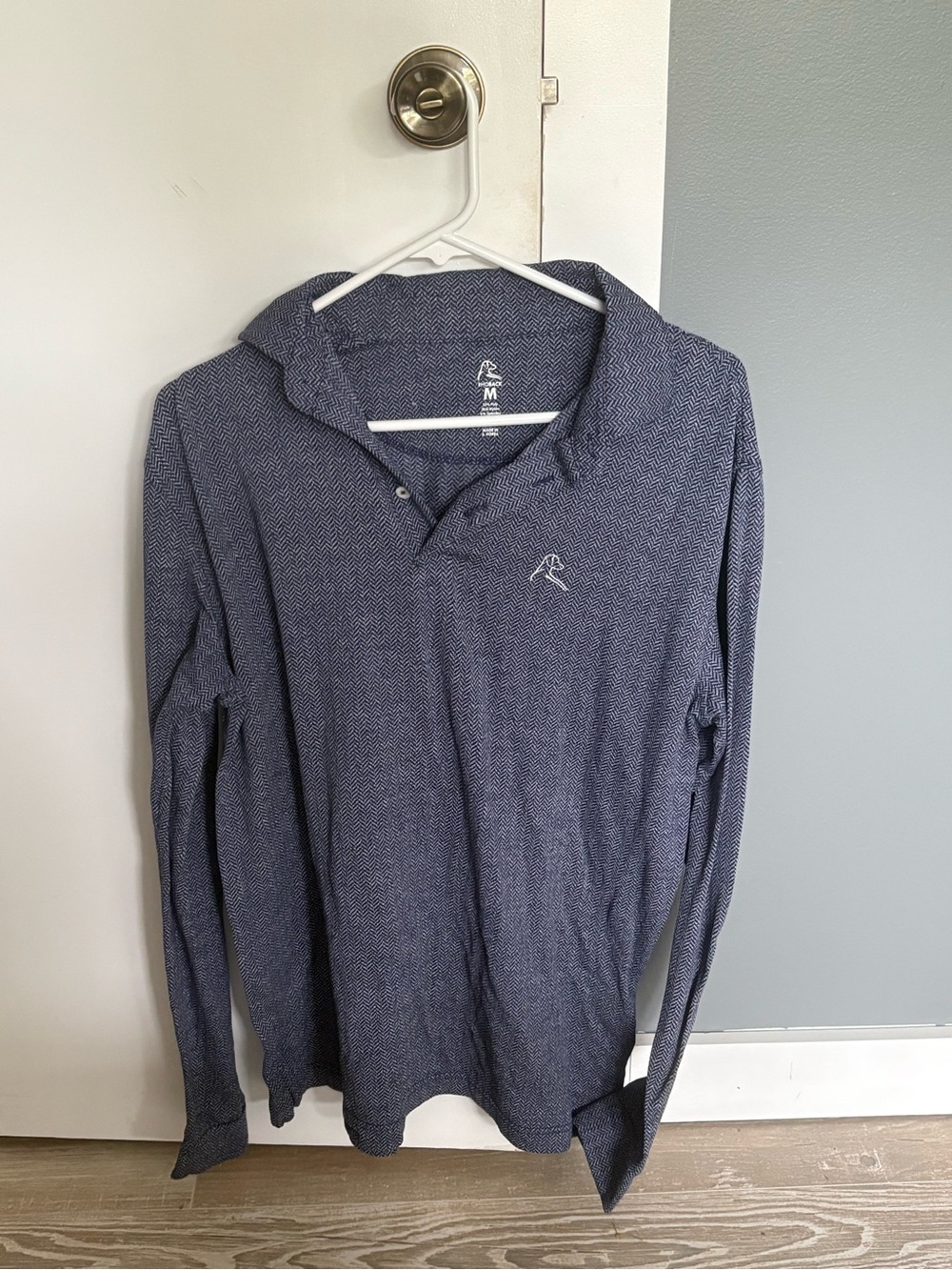 Rhoback Men's Long-Sleeve Polo in Heather Navy
